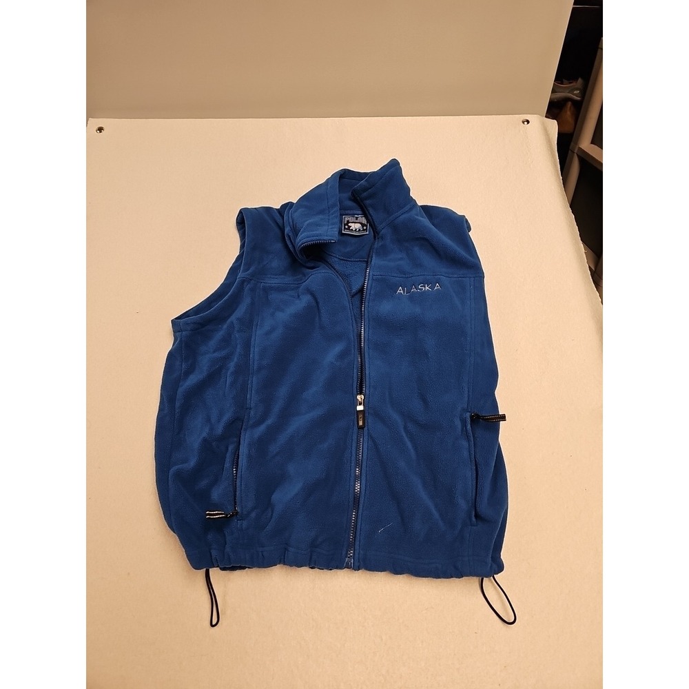 vest  Polar Graphics Fleece Vest Womens Size L Alaska Blue Pockets